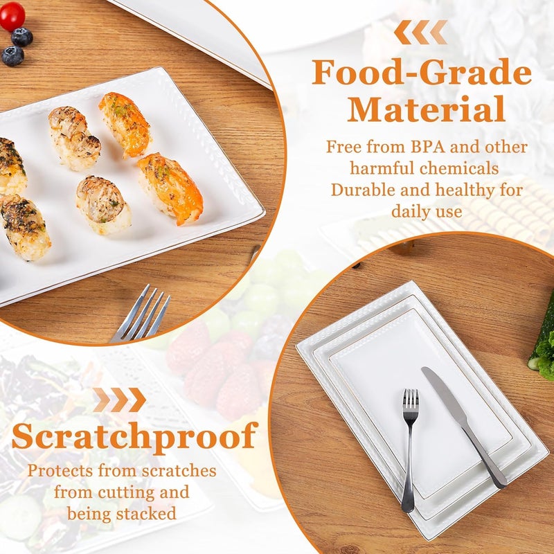 Kassel Ceramic Serving Platter Set | 14â€/12â€/10â€ Rectangular Serving Trays for Entertaining at Parties and Weddings | Oven Safe Large Serving Trays for Tacos, Steak, and Cake - Image 4