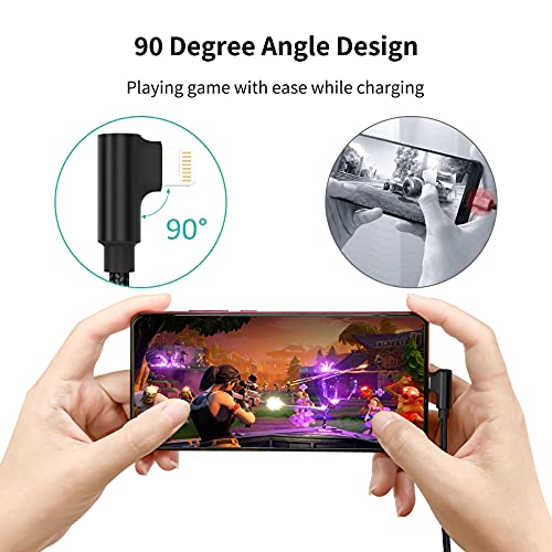 Umefly 1ft Right Angle Lightning Cable Short, 3 Pack Braided Fast Charging USB to iPhone Charger Cord 90 Degree Compatible with Apple iPhone 13 12 11 Pro Max Xs Xr X 5 6 7 8 Plus SE, iPad Air/Mini - Image 2