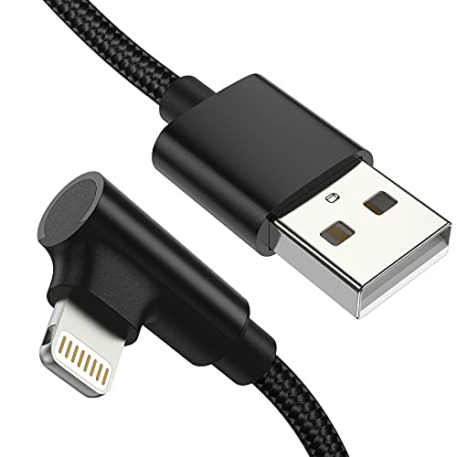 Umefly 1ft Right Angle Lightning Cable Short, 3 Pack Braided Fast Charging USB to iPhone Charger Cord 90 Degree Compatible with Apple iPhone 13 12 11 Pro Max Xs Xr X 5 6 7 8 Plus SE, iPad Air/Mini - Image 1