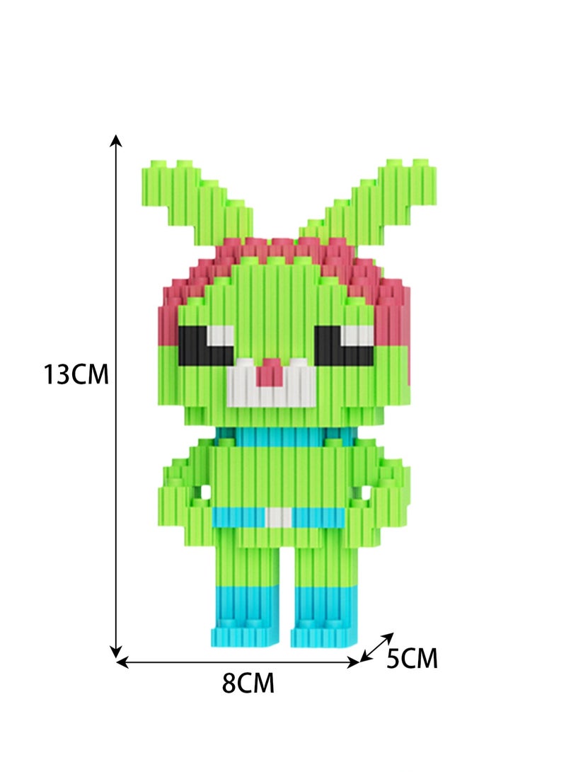 Miniature Small Particle Puzzle Building Blocks Gift Children's Educational Toy Puzzle (Standing Green Rabbit) - Image 2