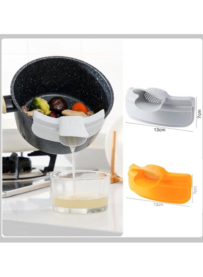 2 Pcs Silicone Duckbill Shaped Strainer ，Spill Proof Kitchenware Round Edge Pot Deflector Pour Soup Funnel Duckbill Liquid Diversion Nozzle for Kitchen Gadgets Accessories - Image 2