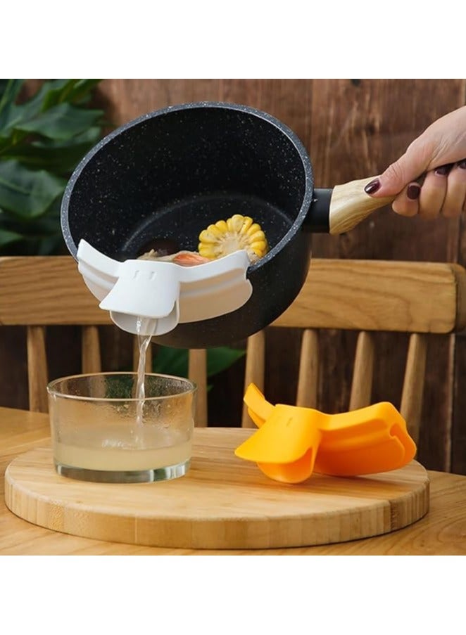 2 Pcs Silicone Duckbill Shaped Strainer ，Spill Proof Kitchenware Round Edge Pot Deflector Pour Soup Funnel Duckbill Liquid Diversion Nozzle for Kitchen Gadgets Accessories - Image 3