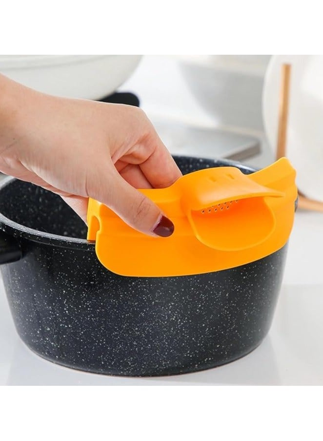 2 Pcs Silicone Duckbill Shaped Strainer ，Spill Proof Kitchenware Round Edge Pot Deflector Pour Soup Funnel Duckbill Liquid Diversion Nozzle for Kitchen Gadgets Accessories - Image 5