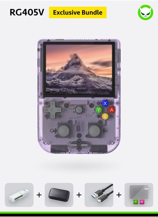 ANBERNIC  Anbernic RG405V Game Console 4-inch IPS Touch Screen 640*480 Android 12 Unisoc Tiger T618 5500mAh 5G WiFi BT Heat Dissipation 26 Emulators Gift Package【Purple-256G with 31,000 Playable】  - Image 1