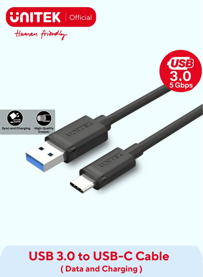 UNITEK كابل شحن ومزامنة UNITEK USB 3.0 إلى USB-C - قابس قابل للعكس، نقل بيانات سريع، متوافق مع MacBook و Chromebook Pixel - Image 1