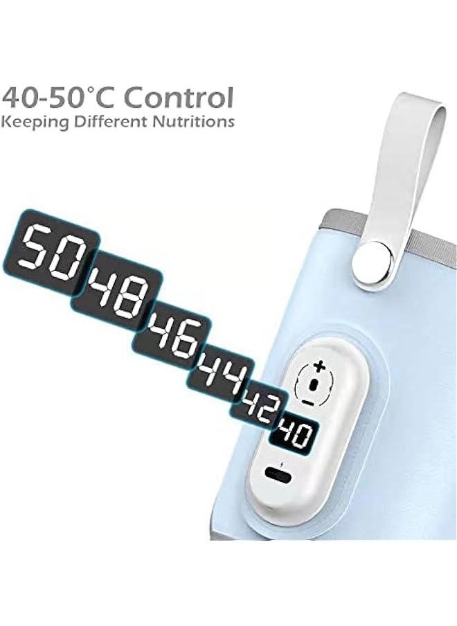 Generic - Portable Baby Portable Bottle Warmer - 40-50 Degrees Adjustable - Smart Travel Bottle Heater for Breastmilk Milk Water, Fast Milk Warmer for Baby, Blue, 40-50℃ Adjustabl - Image 1