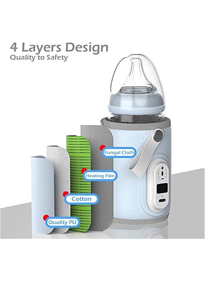 Generic - Portable Baby Portable Bottle Warmer - 40-50 Degrees Adjustable - Smart Travel Bottle Heater for Breastmilk Milk Water, Fast Milk Warmer for Baby, Blue, 40-50℃ Adjustabl - Image 1