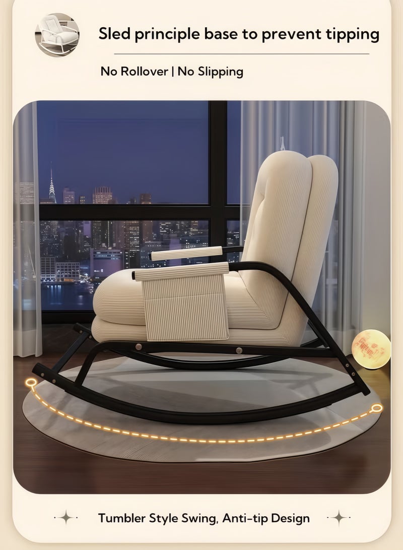 MLADEN Rocking Chair Adjustable Upholstered Rocking Armchair Lazy Sofa Chair Lounge Chair with Side Pocket Metal Base Protective Noise Reduction Strip or Lounge Living Room Bedroom Patio Garden (Grey) - Image 5