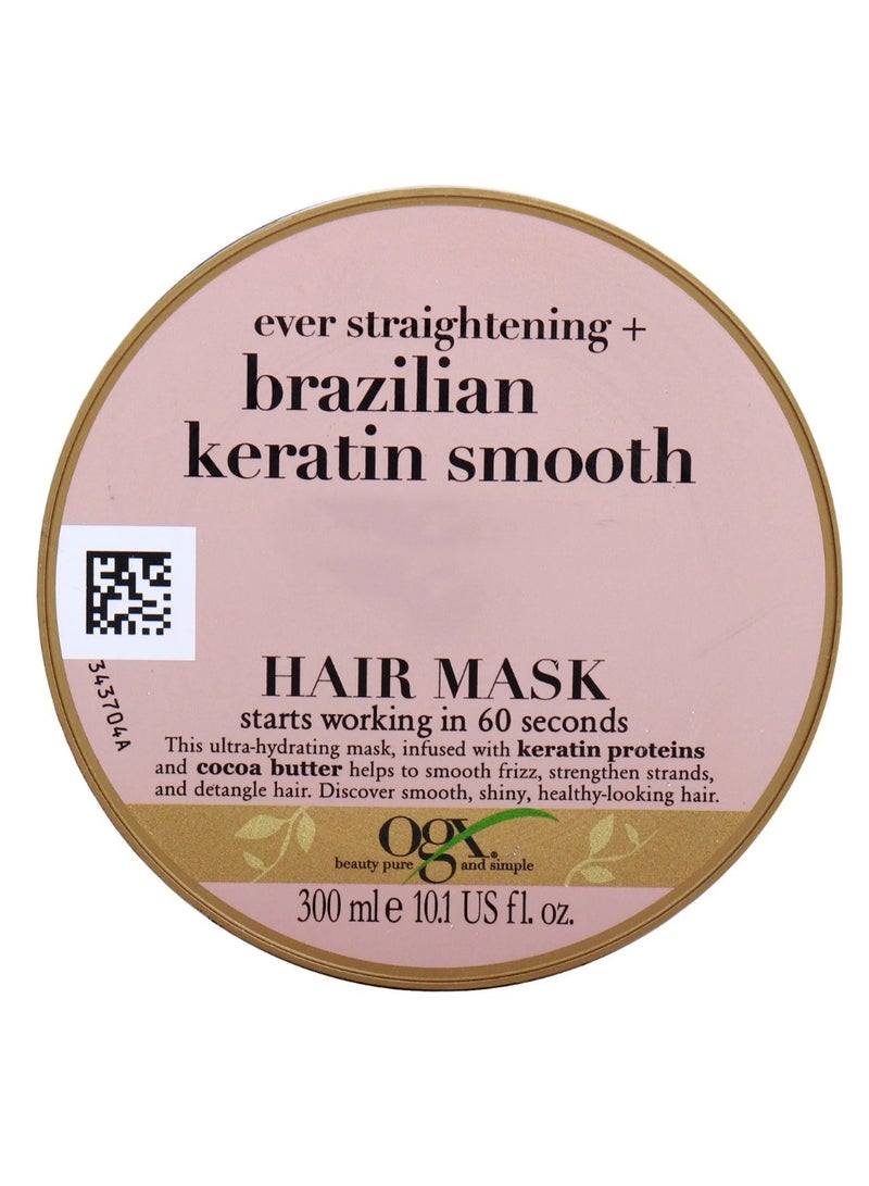 OGX Brazilian Keratin Smooth Strengthening Hair Mask All Hair Types 300ml - Image 1