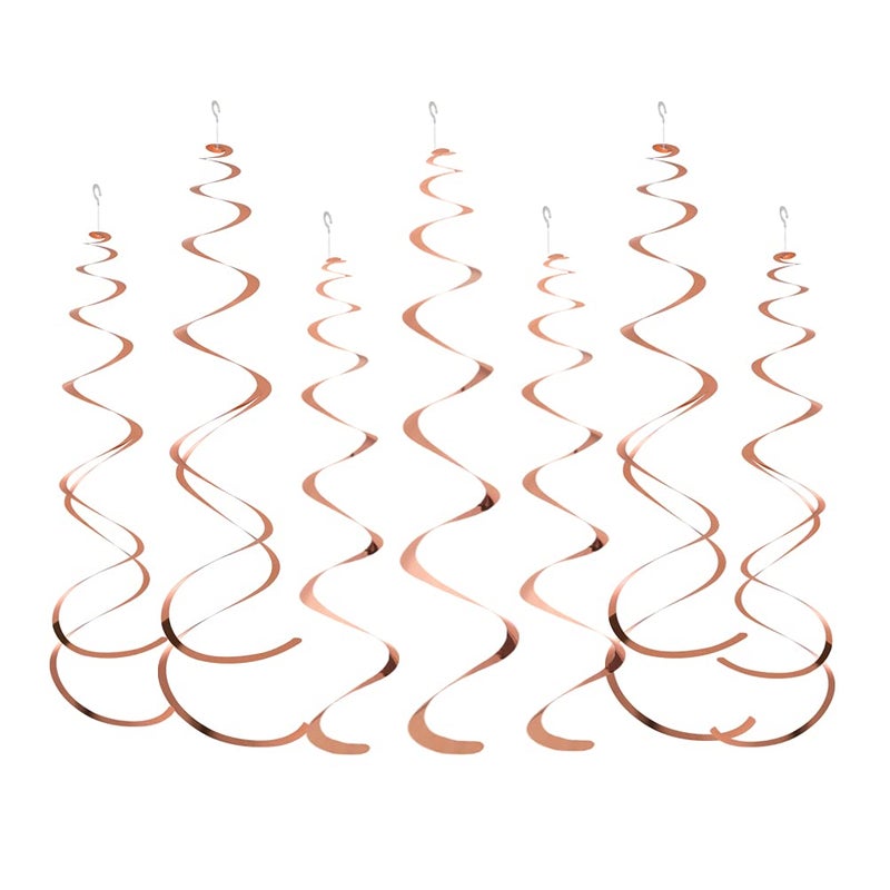 MOWO Rose Gold Foil Swirl Hanging Decoration for Engagement Bridal Shower Hen Party Birthday Supplies Pack of 20 - Image 1
