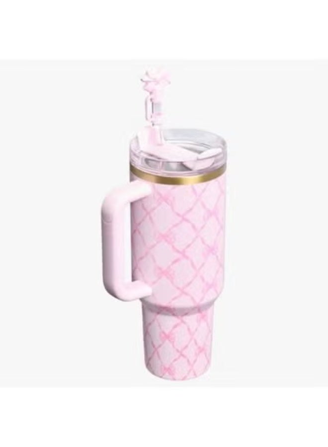 Stanley cup H2.0 Stainless Steel with Lid and Straw for Water Iced Tea,Coffee and Smoothie,Baby Bow Pink ,40 oz - Image 2