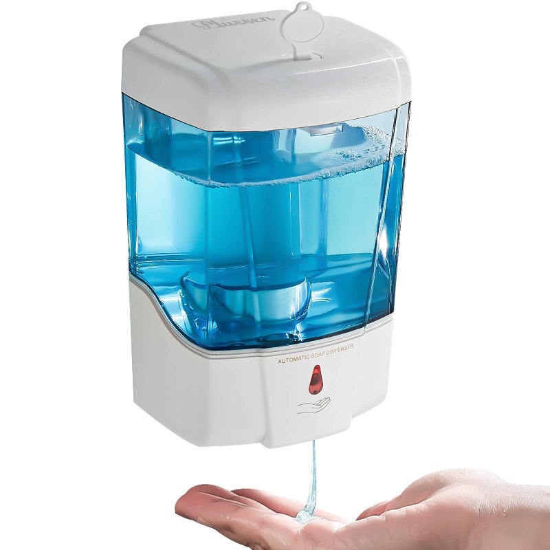 PLUSSEN Soap Dispenser Wall Mount Automatic Hand Sanitizer Dispenser 600ml Gel n Liquid Touchless Commercial Wall Soap Dispenser for BathroomWhite600ml