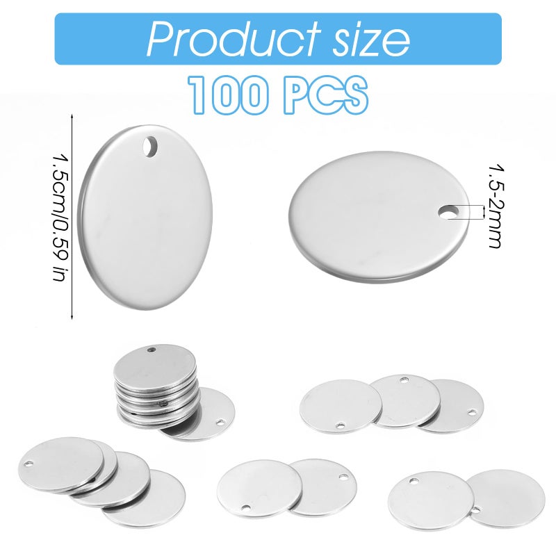 Classicseali 100PCS Blank Coins for Engraving,15mm Stainless Steel Round Coin Blanks,Thick Smooth Edge Coin Blanks for Laser Engraving, for Jewelry Making and Craft Making, Silver - Image 2