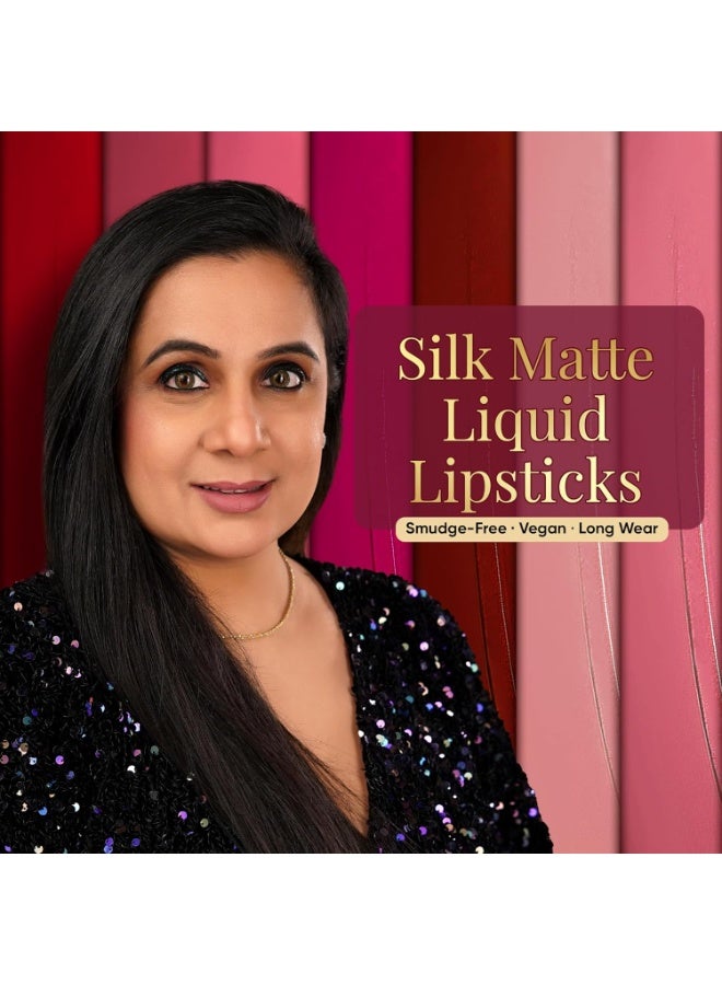 Parul Garg Beauty Liquid Matte Lipstick Pack of 14 | Long Lasting Smudge Proof Silk Matte Lipstick Set | Hydrating Matte Lipstick with Shea Butter & Vitamin E | Vegan Clean Beauty | 3 ml Each - Image 4