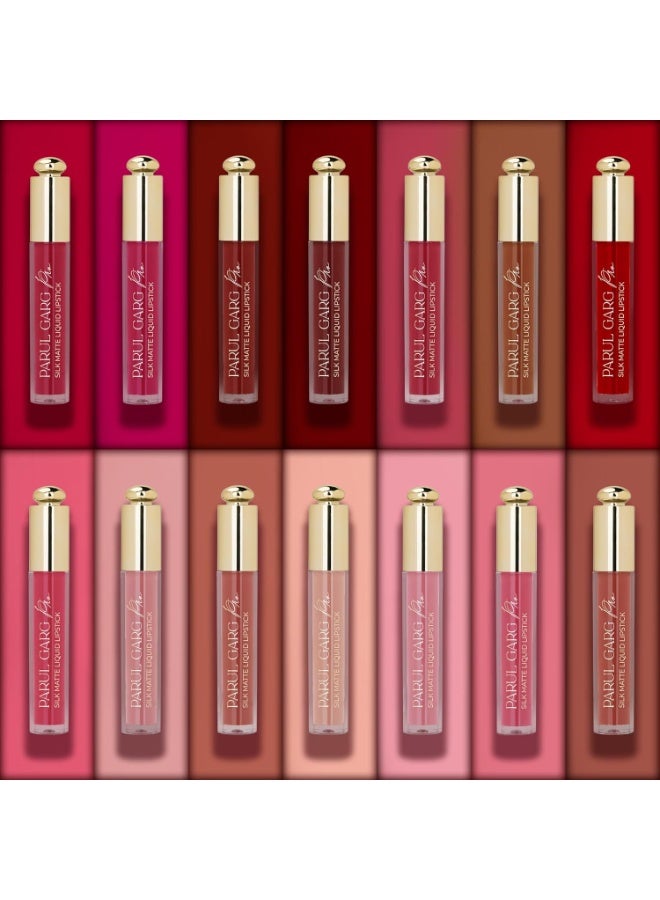 Parul Garg Beauty Liquid Matte Lipstick Pack of 14 | Long Lasting Smudge Proof Silk Matte Lipstick Set | Hydrating Matte Lipstick with Shea Butter & Vitamin E | Vegan Clean Beauty | 3 ml Each - Image 1