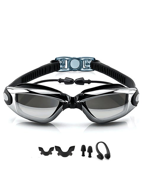 Waterproof Swimming Goggles With Conjoined Earplug And Earplugs + Nose Clip