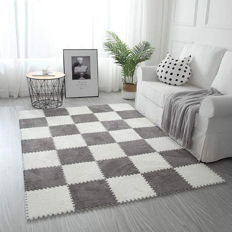 XVersion 20 Pcs 30* 30* 1cm Interlocking Foam Mat Floor Tiles - Ultimate Comfort EVA Foam Padding,Soft Plush, Non-Slip Backing, Easy to Clean, Perfect for Playroom, Bedroom(10 Pcs White &10 Pcs Gray) - Image 2