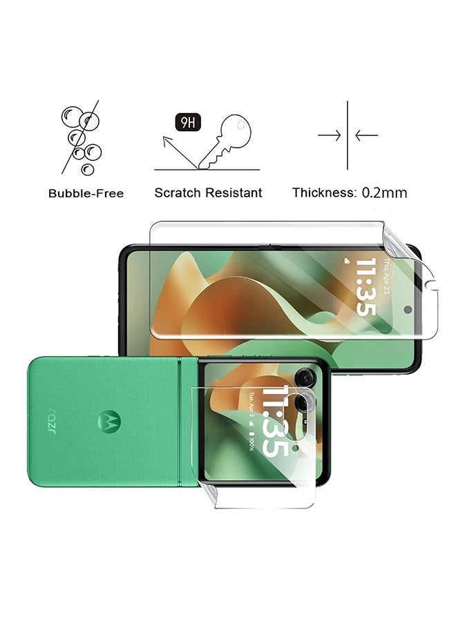 واقي شاشة يونيفرسال لهاتف موتورولا رازر 60 و50 (قطعتان أماميتان + قطعتان خارجيتان)، شفاف عالي الدقة، مقاوم للخدش، تغطية كاملة، مصنوع من مادة TPU عالية الدقة وناعمة. - view 3