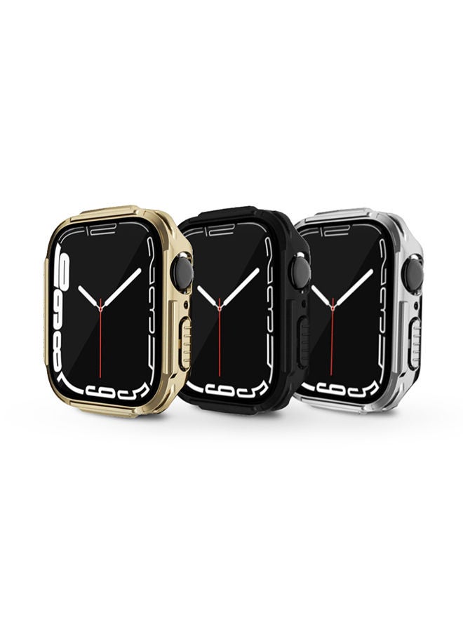 O Ozone Electroplated Case for Apple Watch 45mm (Pack of 3) Protective Cover Shockproof Design - Silver/Black/Champagne Gold  - Image 1
