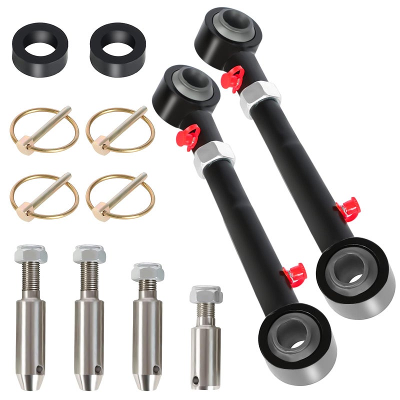 Adjustable Front Swaybar Quicker Disconnect System with 25  6 Lift for 20072018 Jeep Wrangler JK JKU Replace Quicker Disconnect Sway Bar links Black
