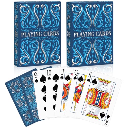 Wkchxd Playing Cards 2 Pack Deck of Cards Standard Playing Cards for Adult Premium Poker Card Set Deck of Playing Card for BlackjackEuchreCanastaFamily Game NightParty Games Navy Blue - Image 1