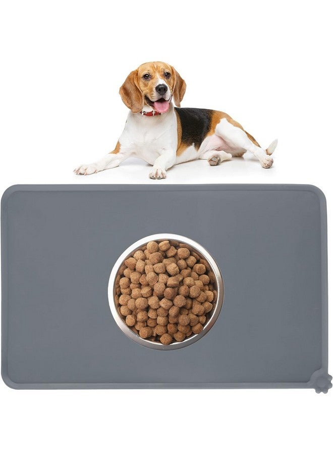Darkness Silicone Waterproof Dog Cat Pet Feeding Mats, Anti-Slip Pet Bowl Mats, Fda Grade Pet Feeding Mat (Grey) - Image 1