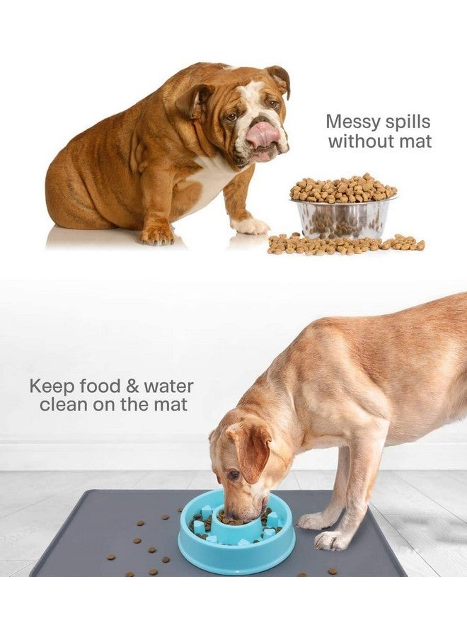 Darkness Silicone Waterproof Dog Cat Pet Feeding Mats, Anti-Slip Pet Bowl Mats, Fda Grade Pet Feeding Mat (Grey) - Image 2