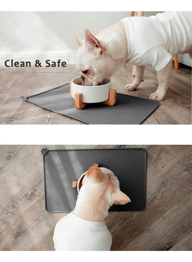 Darkness Silicone Waterproof Dog Cat Pet Feeding Mats, Anti-Slip Pet Bowl Mats, Fda Grade Pet Feeding Mat (Grey) - Image 5