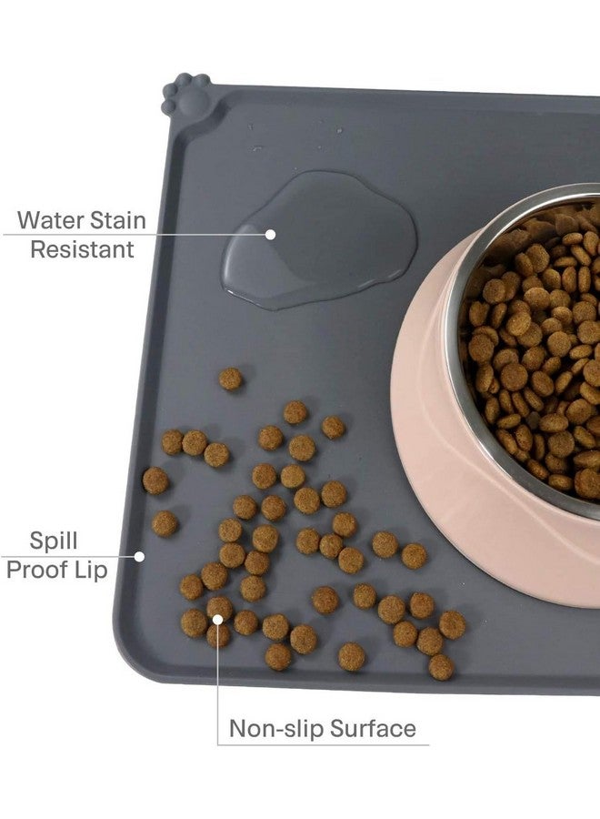 Darkness Silicone Waterproof Dog Cat Pet Feeding Mats, Anti-Slip Pet Bowl Mats, Fda Grade Pet Feeding Mat (Grey) - Image 3