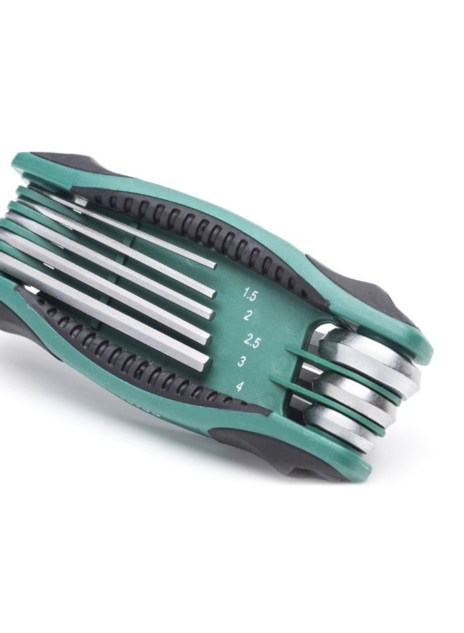 Sata 8-Piece Metric Folding Hex Key Set (Allen Key Set) 1.5–8mm, Chrome Vanadium (Cr-V) Steel, Dual-Material Comfort Grip Handle, Chamfered Tips, Easy Size Markings, Compact Fold-Up Holder-ST09121SJ - Image 2