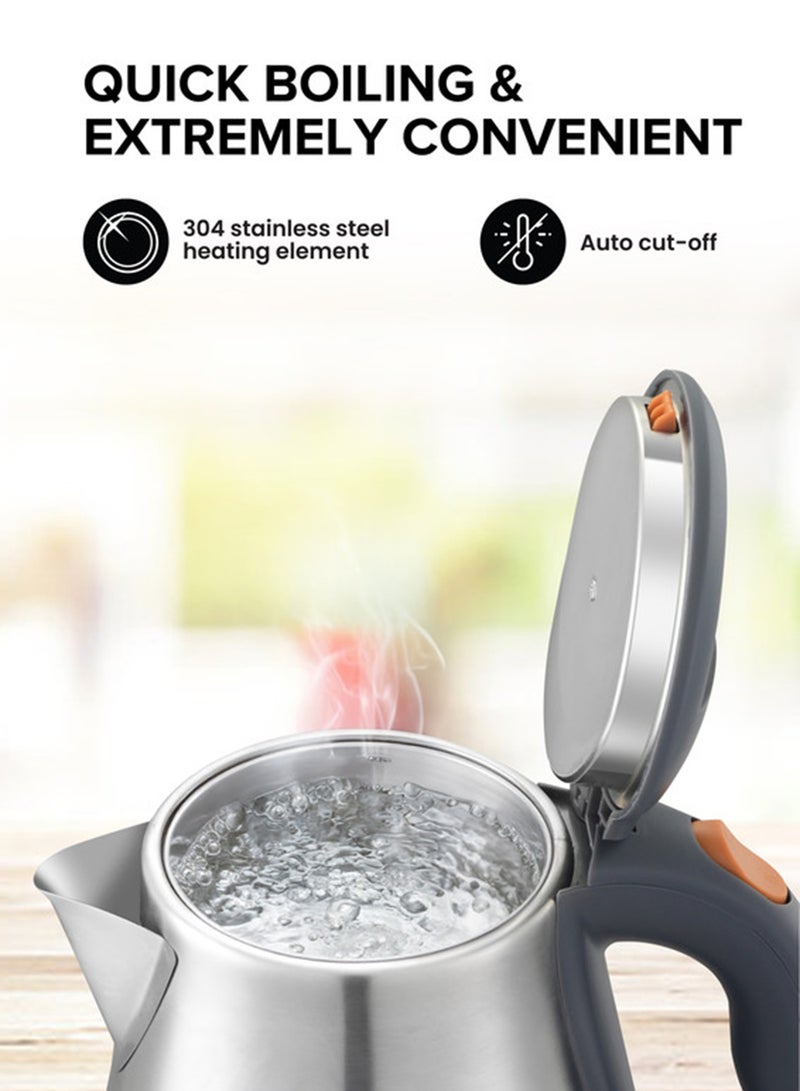 Clikon Stainless Steel Electric Kettle Fast Boil, Auto Shut-Off, Boil-Dry Protection, 360° Swivel Base 1.8 L 1800 W CK5160 Silver and grey - Image 3