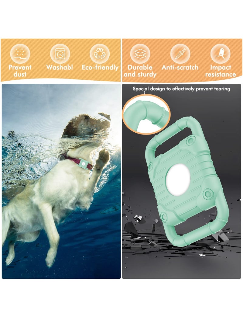 KASTWAVE Airtag Dog Collar Holder, 2 PCS Silicone Apple Airtag Holder for Cat Dog Collar, Waterproof Protective Air Tag Holder Case,Soft Silicone Case Lightweight Anti Scratch Anti Lost (Black & Green) - Image 5