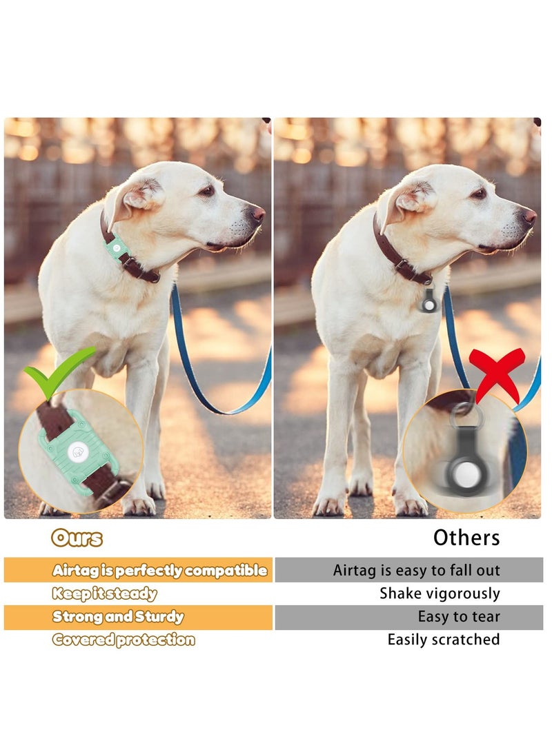 KASTWAVE Airtag Dog Collar Holder, 2 PCS Silicone Apple Airtag Holder for Cat Dog Collar, Waterproof Protective Air Tag Holder Case,Soft Silicone Case Lightweight Anti Scratch Anti Lost (Black & Green) - Image 4