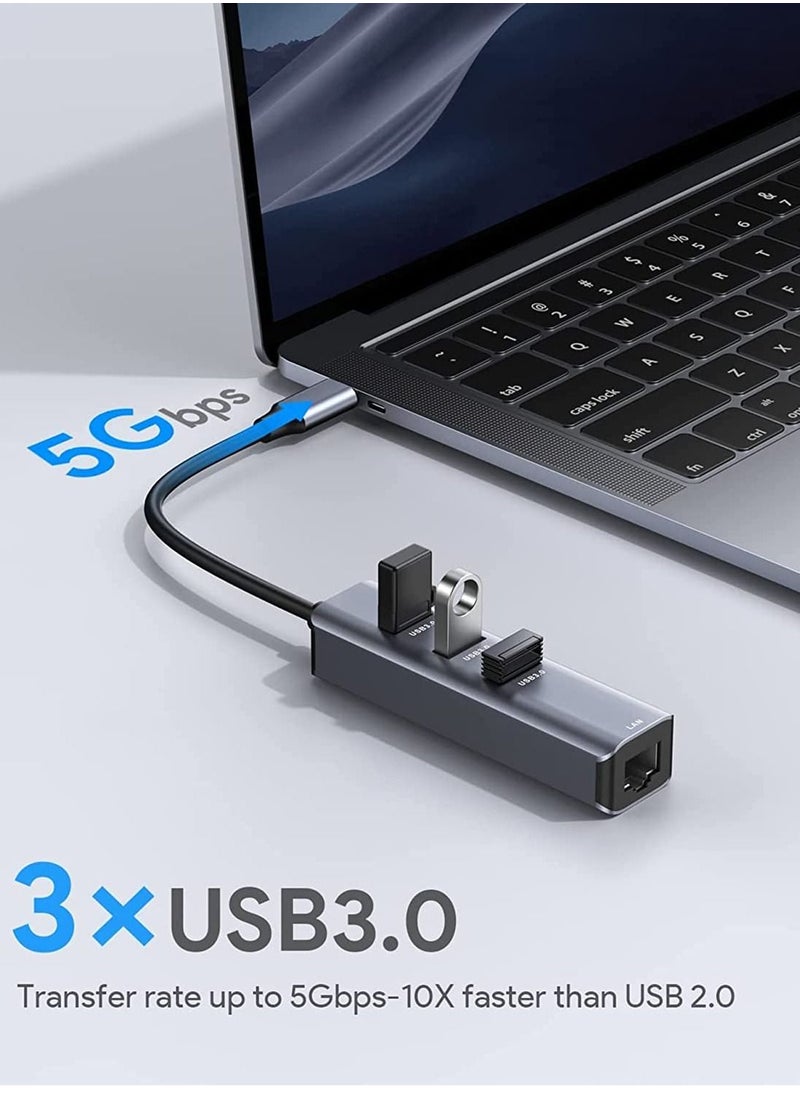 SYOSI USB C to Ethernet Adapter RJ45 to USB C Thunderbolt 3 Type-C Gigabit Ethernet LAN Network Adapter Compatible with MacBook Pro 2021 2020 2019 2018 2017 MacBook Air Dell XPS and More  - Image 3