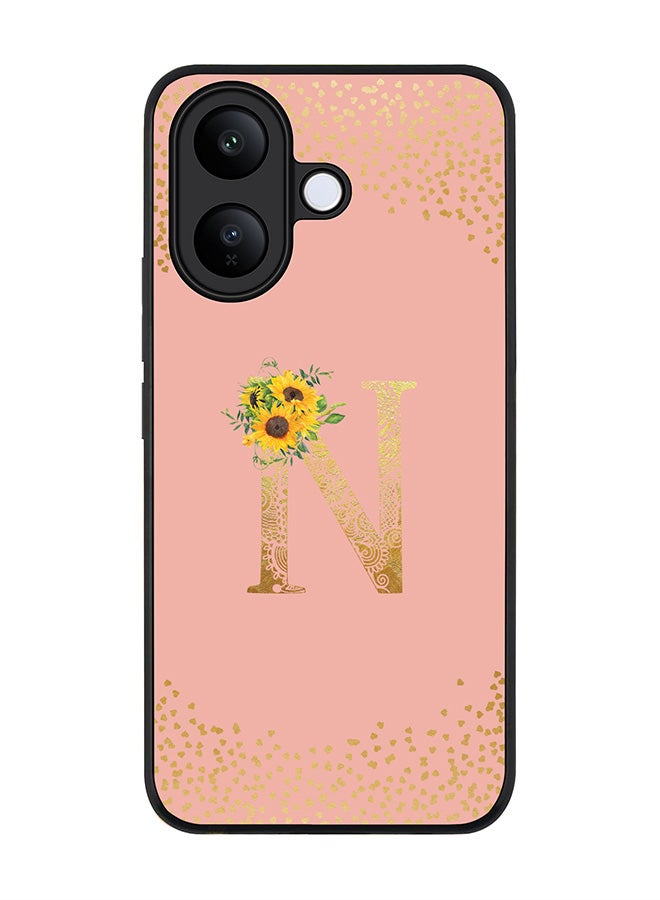 For vivo V60 Lite 5G / V60 Lite 4G Case,Slim fit Camera Protection, Shockproof Thin Phone cover  - Custom Floral Monogram - N  (Rose Pink )