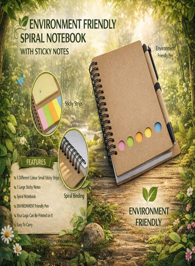 Eshcon India Eshcon Spiro Palm Size Notebook with Pen, Sticky Notes and Page Indicators - Image 2