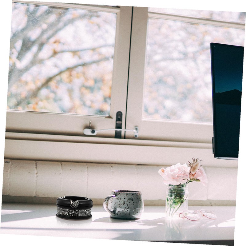 منفضة سجائر خشبية بتفاصيل فضية على الطراز الرجعي لجنوب شرق آسيا لتزيين مكتب المنزل - Image 5