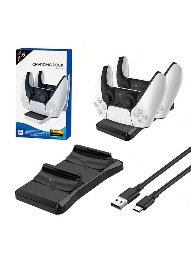 قاعدة شحن سريع مزدوجة من نوع USB-C لجهاز تحكم PS5، قاعدة مدمجة وغير قابلة للانزلاق - Image 1