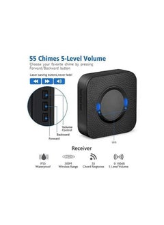 Excefore Wireless Door Bell Cordless Doorbell Waterproof Doorbells for Home Office Apartment Hotel Warehouse Anti-Theft, 1 Receiver & 1 Transmitters (UK Plug, Black)  - Image 3