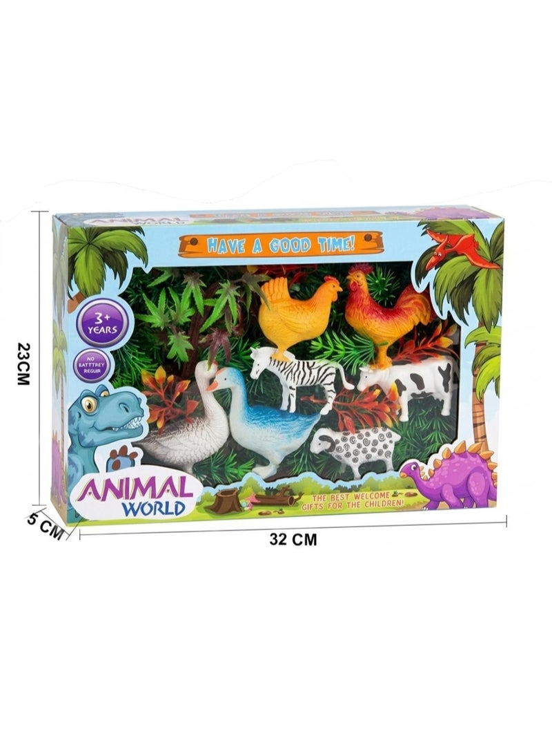 Children's Realistic Mini Farm and Wild Animal Model Toys Set, Educational Cognitive Simulation Figures