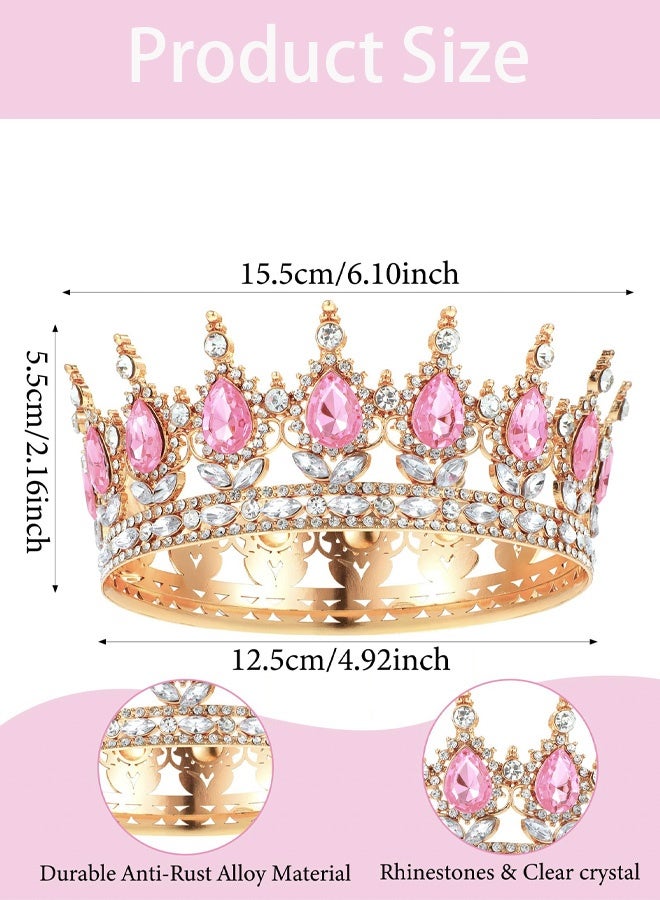 Gold Crown for Women, Queen Crown Rhinestone Wedding Crowns and Tiaras Crystal Bridal Hair Accessories for Princess Party Birthday Costume Photo Props - Image 2
