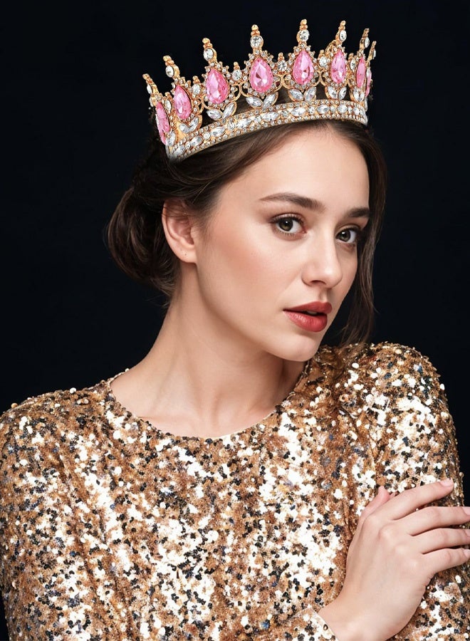 Gold Crown for Women, Queen Crown Rhinestone Wedding Crowns and Tiaras Crystal Bridal Hair Accessories for Princess Party Birthday Costume Photo Props - Image 4