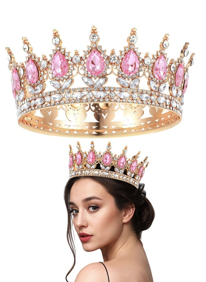 Gold Crown for Women, Queen Crown Rhinestone Wedding Crowns and Tiaras Crystal Bridal Hair Accessories for Princess Party Birthday Costume Photo Props - Image 1