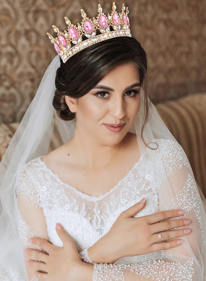 Gold Crown for Women, Queen Crown Rhinestone Wedding Crowns and Tiaras Crystal Bridal Hair Accessories for Princess Party Birthday Costume Photo Props - Image 5