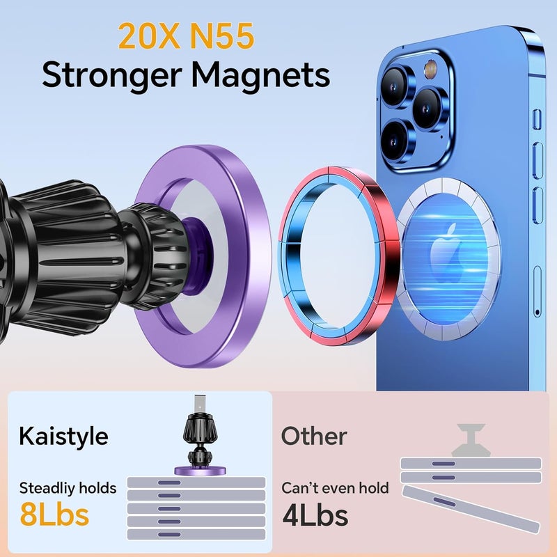 لحامل السيارة ماج سيف 【20 مغناطيس قوي】 حامل هاتف مغناطيسي للسيارة حامل هاتف للسيارة مثبت على لوحة القيادة حوامل مثبتة حوامل الهواتف المحمولة لسيارتك إكسسوارات للنساء والرجال لأجهزة iPhone 17 16 15 14 - Image 4