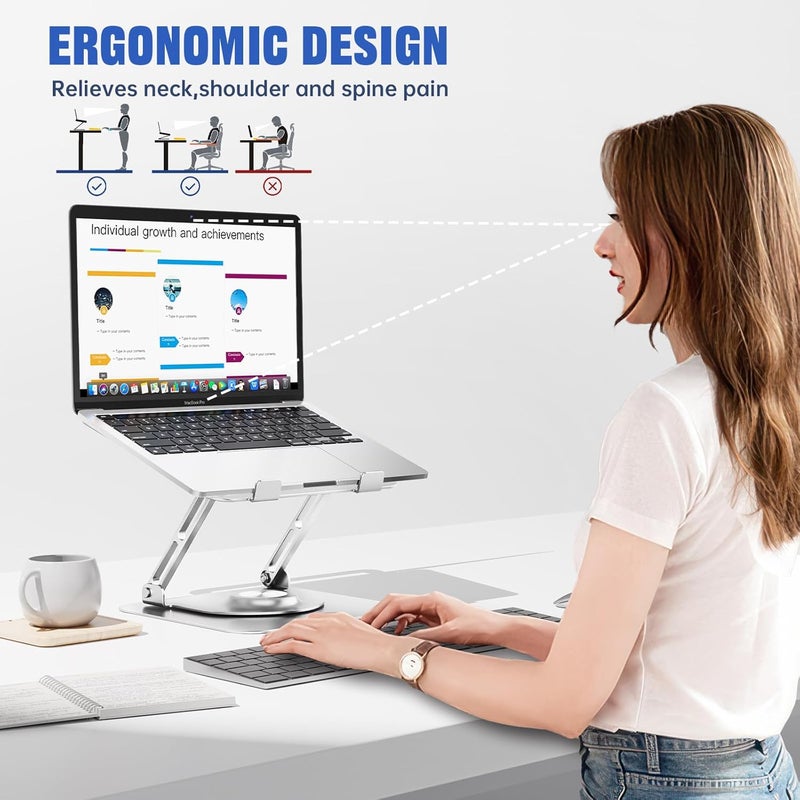 JOYEKY Laptop Stand for Desk Adjustable Foldable 360 Rotating Base Compatible with 1017 Laptops Universal MacBook Dell HP Lenovo Acer Chromebook - Image 5