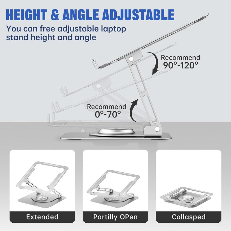 JOYEKY Laptop Stand for Desk Adjustable Foldable 360 Rotating Base Compatible with 1017 Laptops Universal MacBook Dell HP Lenovo Acer Chromebook - Image 4
