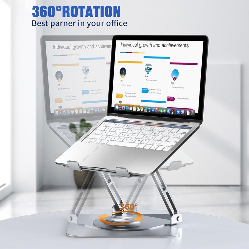 JOYEKY Laptop Stand for Desk Adjustable Foldable 360 Rotating Base Compatible with 1017 Laptops Universal MacBook Dell HP Lenovo Acer Chromebook - Image 2