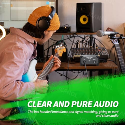 JCANOL PD100 Stereo Passive DI Box Unit Hum Eliminator with GND switch, Input Attenuator to Connect Guitar & Bass, 1/4" instrument Direct Box to Balanced & Unbalanced XLR - Image 4