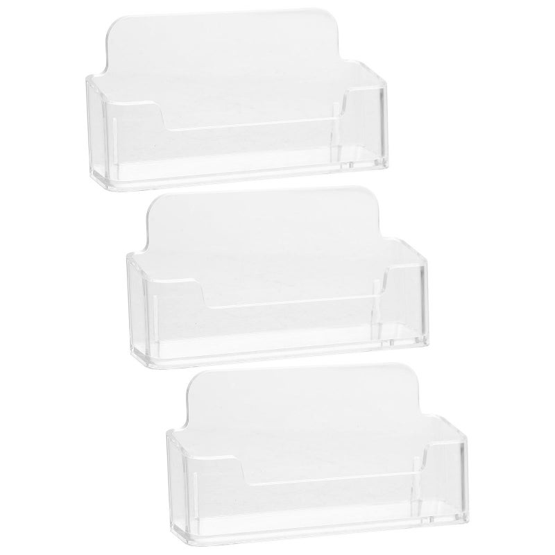 Clear Acrylic Business Card Holder Desktop Organizer Stand 3Pcs Office Desk Display Box - Image 2